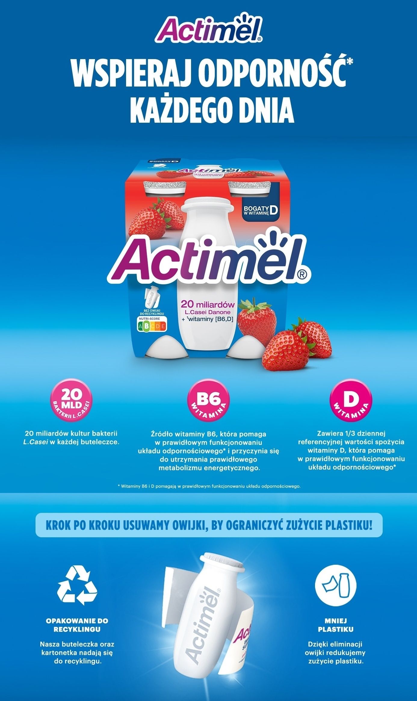 Actimel Napój jogurtowy o smaku truskawkowym 1 2 kg 12 x 100 g