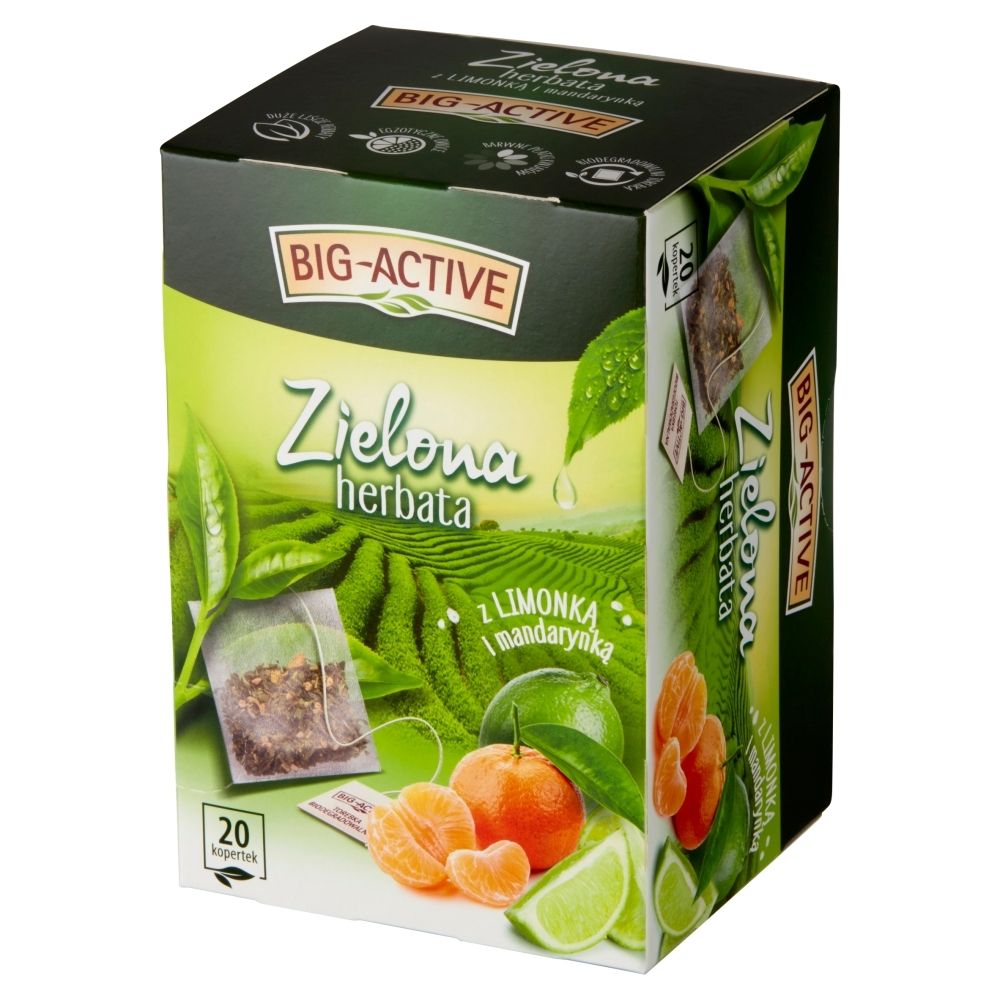 Big Active Zielona herbata z limonką i mandarynką 30 g 20 x 1 5 g