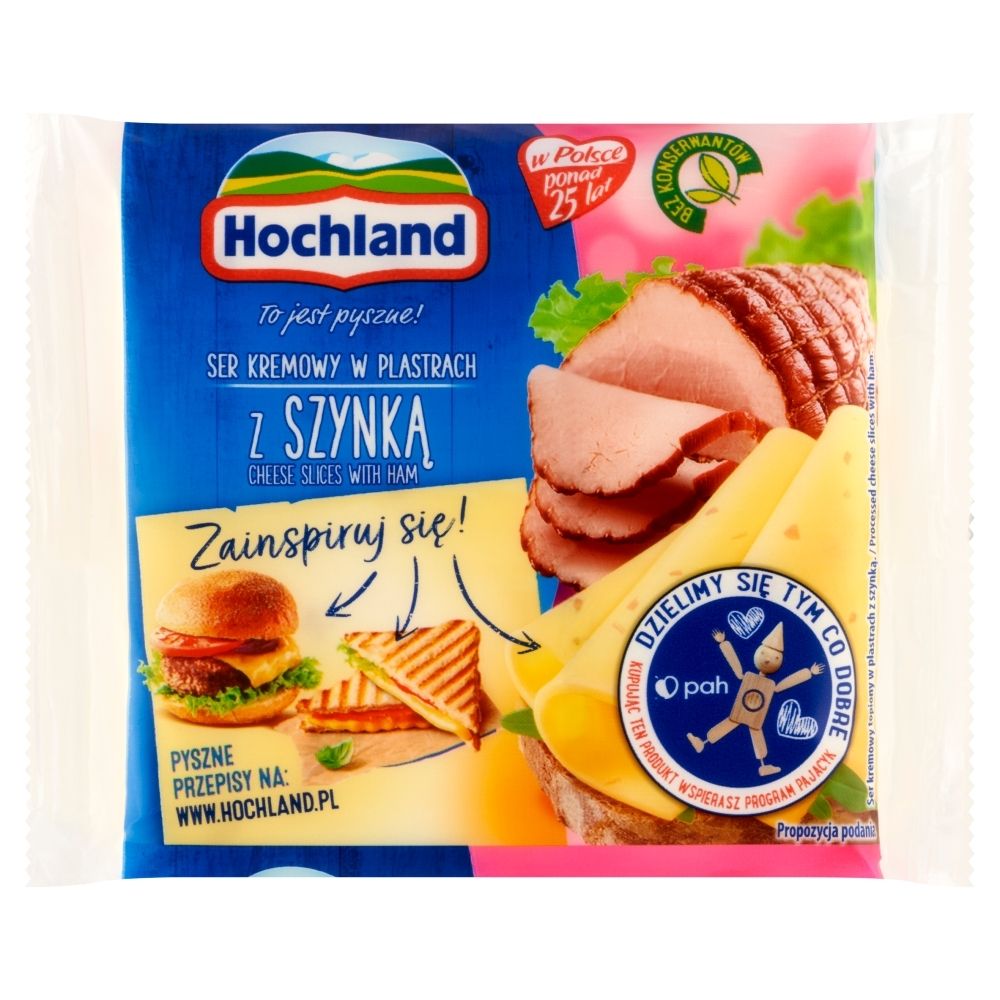 Hochland Ser kremowy w plastrach z szynką 130 g Zakupy online z