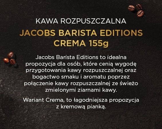 Jacobs Barista Edition Crema Kawa Rozpuszczalna Ze Zmielonymi Ziarnami