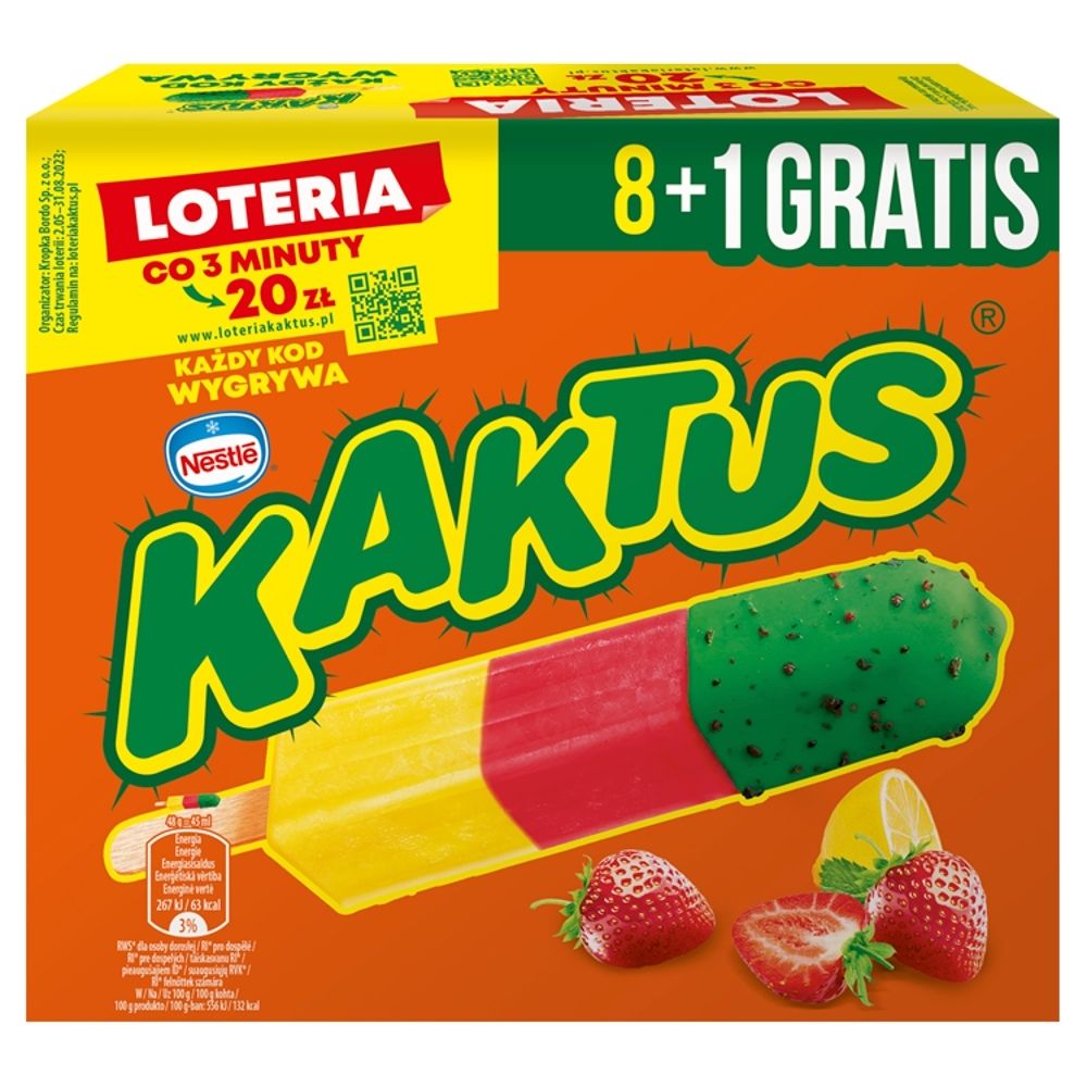 Kaktus Lody Wodne O Smaku Cytrynowym I Sorbet Truskawkowy 405 Ml 9