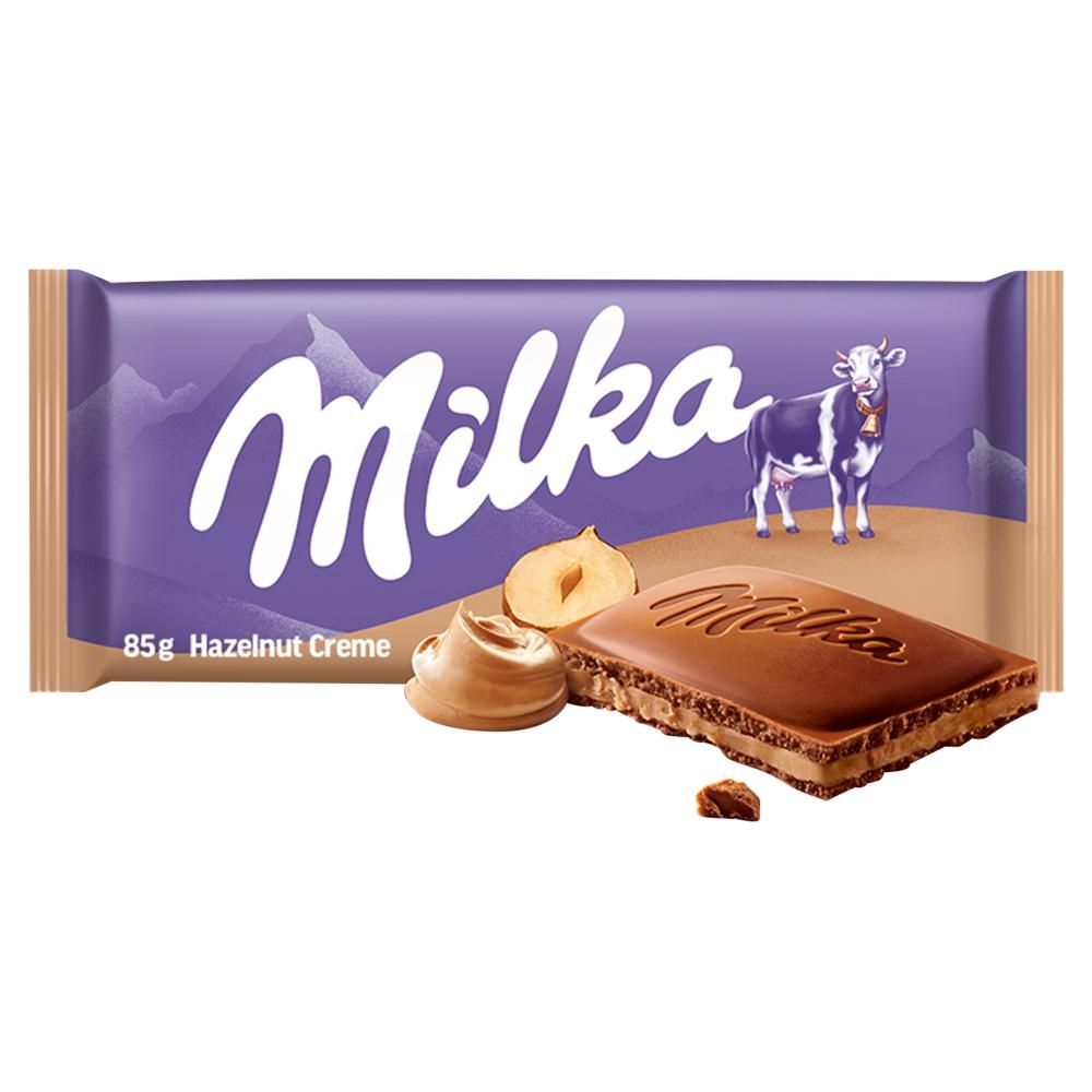 Milka Creme Czekolada mleczna z nadzieniem z orzechów laskowych 85 g