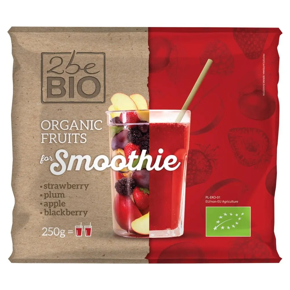 2beBio Ekologiczna mrożona mieszanka owocowa do smoothie 250 g