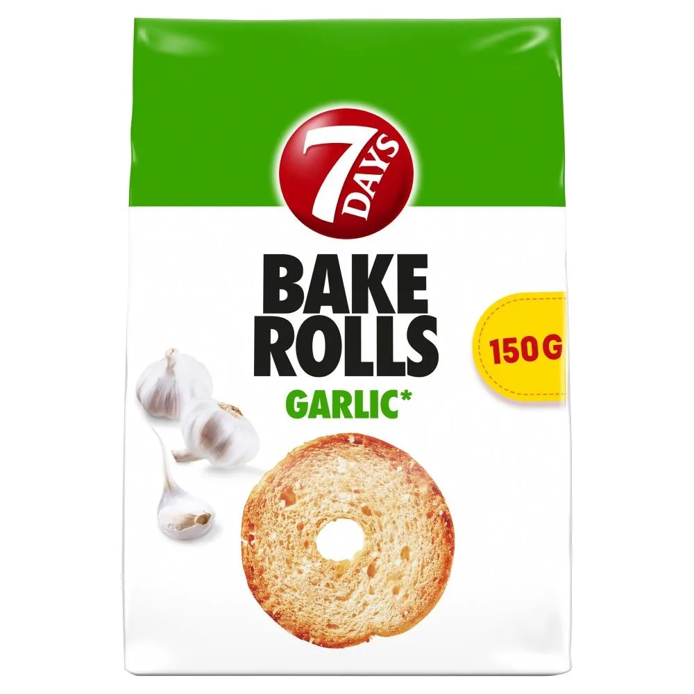 7 Days Bake Rolls Chrupki Chlebowe o smaku czosnku 150 g