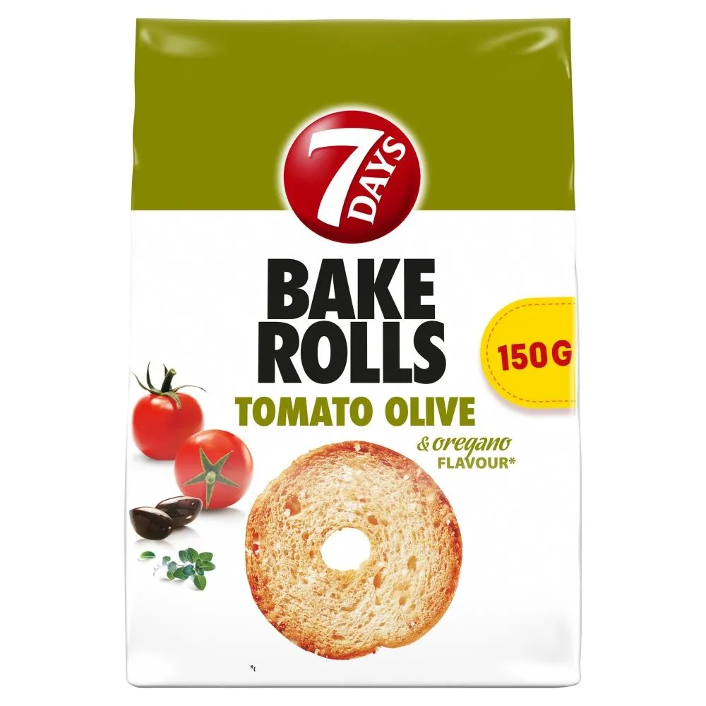 7 Days Bake Rolls Chrupki chlebowe o smaku pomidorów oliwek i oregano 150 g