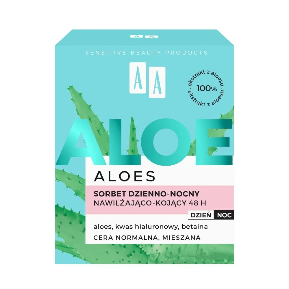 AA Aloes 100% aloe vera extract sorbet dzienno-nocny 48h nawilżająco-kojący 50 ml