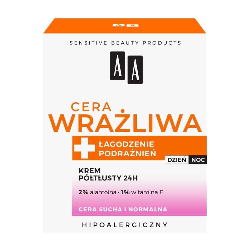 AA Cera Wrażliwa Krem półtłusty 24 h do cery suchej i normalnej na dzień i noc 50 ml