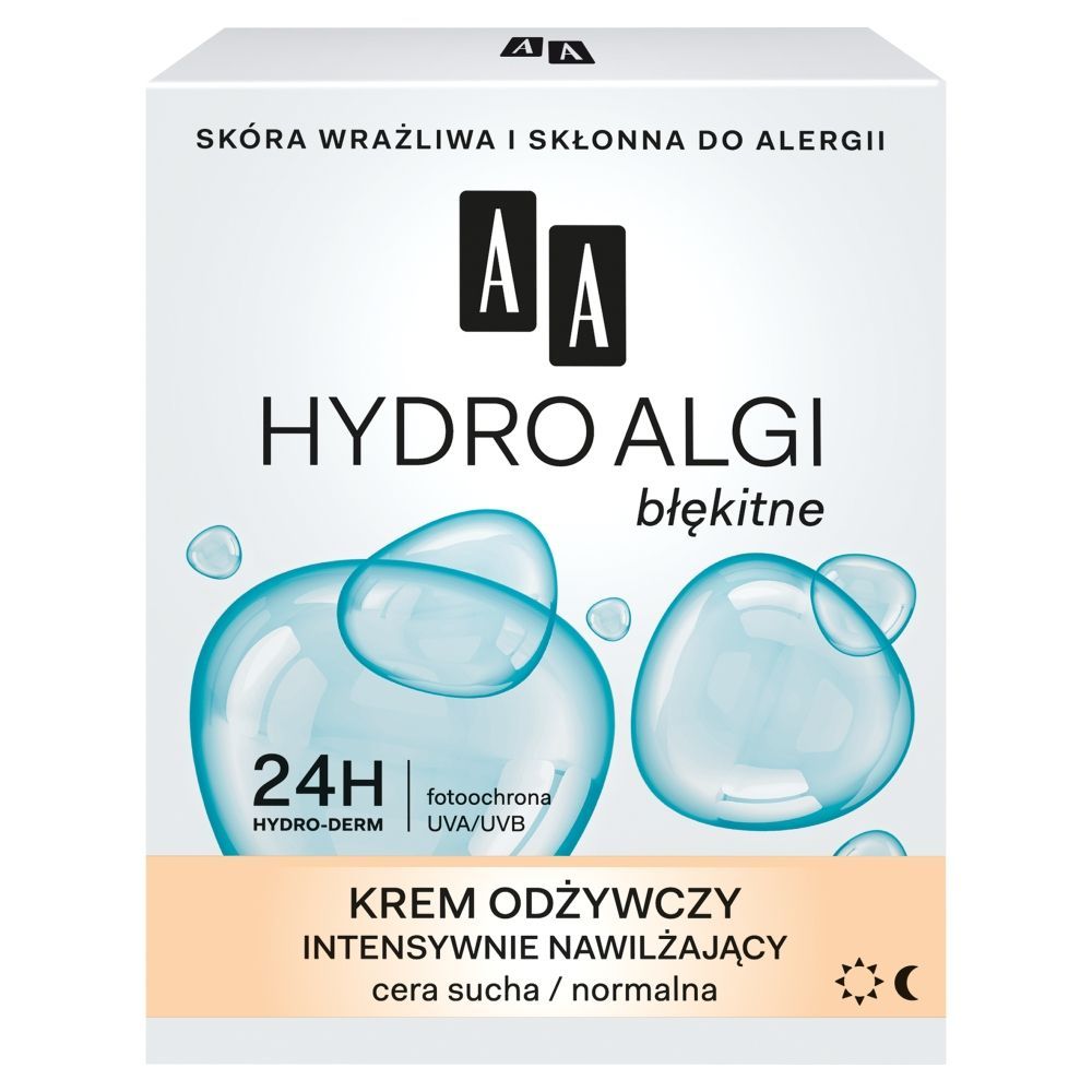 AA Hydro Algi błękitne Krem odżywczy intensywnie nawilżający cera sucha normalna dzień noc 50 ml