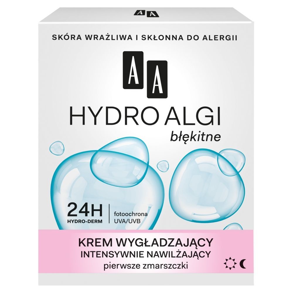 AA Hydro Algi błękitne Krem wygładzający intensywnie nawilżający pierwsze zmarszczki dzień noc 50 ml