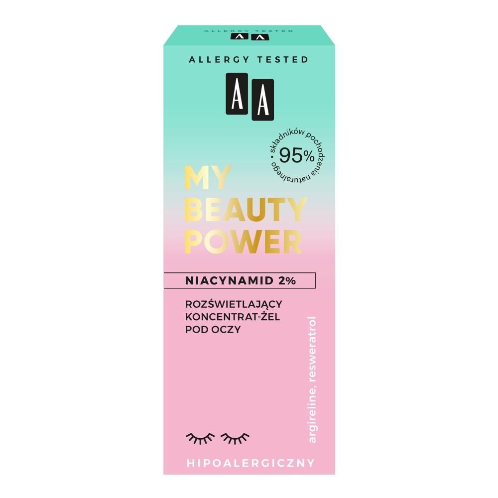 AA My Beauty Power Niacynamid 2% rozświetlający koncentrat-żel pod oczy 15 ml