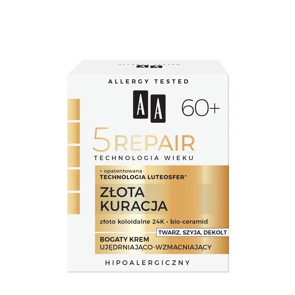 AA Technologia Wieku 5Repair 60+ Złota Kuracja bogaty krem twarz szyja dekolt 50 ml