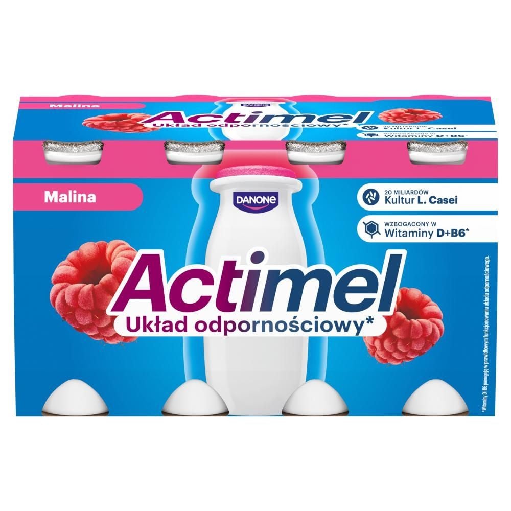 Actimel Napój jogurtowy o smaku malinowym 800 g (8 x 100 g)