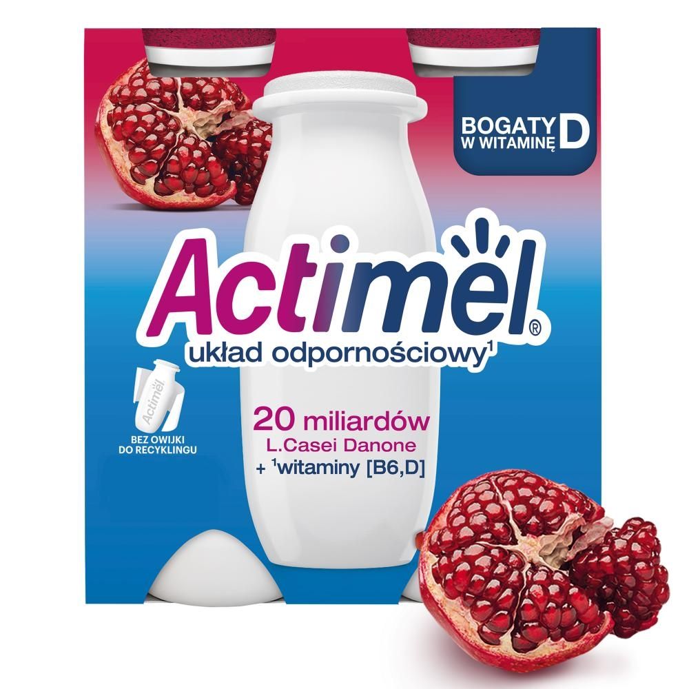 Actimel Napój jogurtowy o smaku owocu granatu 400 g (4 x 100 g)