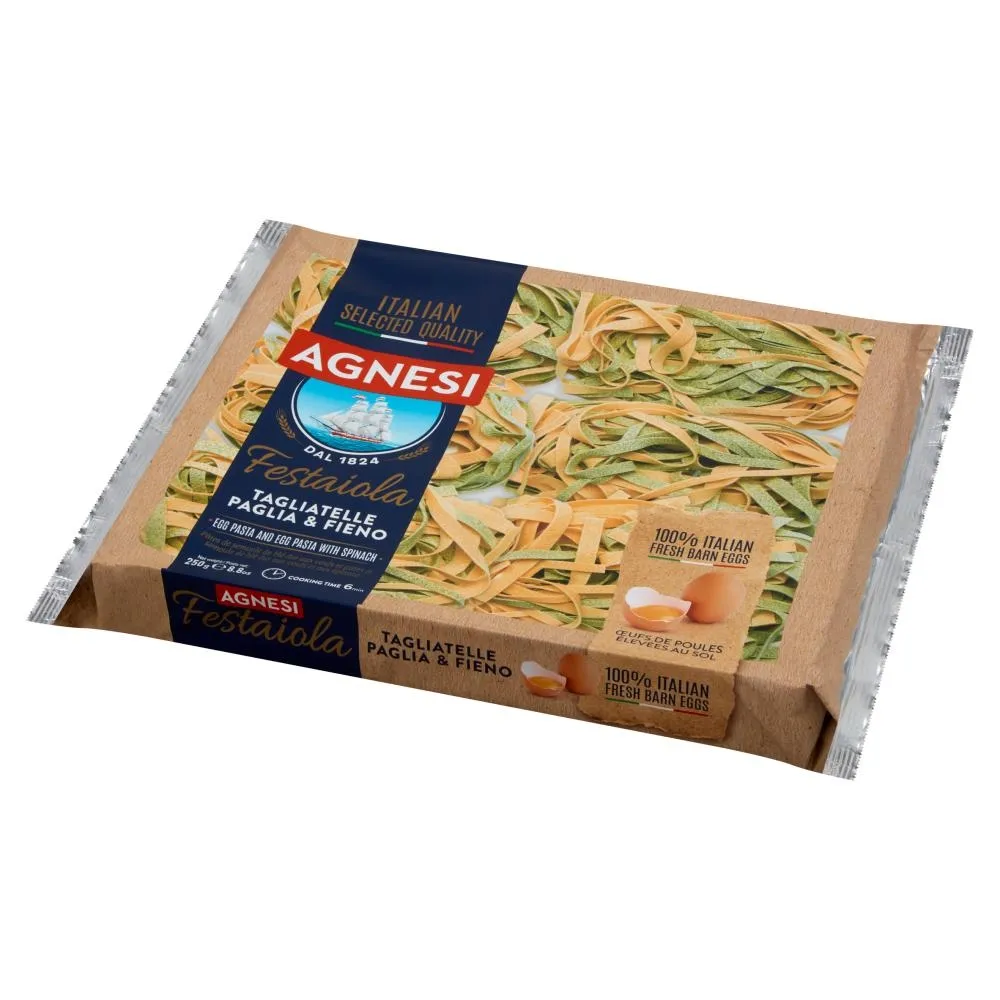 Agnesi Tagliatelle Paglia & Fieno Makaron jajeczny i makaron jajeczny ze szpinakiem 250 g