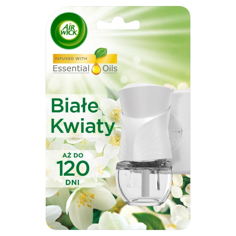 Air Wick Essential Oils Elektryczny odświeżacz i wkład białe kwiaty 19 ml