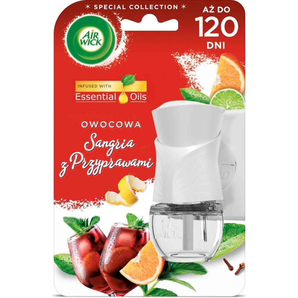 Air Wick Essential Oils Elektryczny odświeżacz i wkład owocowa sangria z przyprawami 19 ml