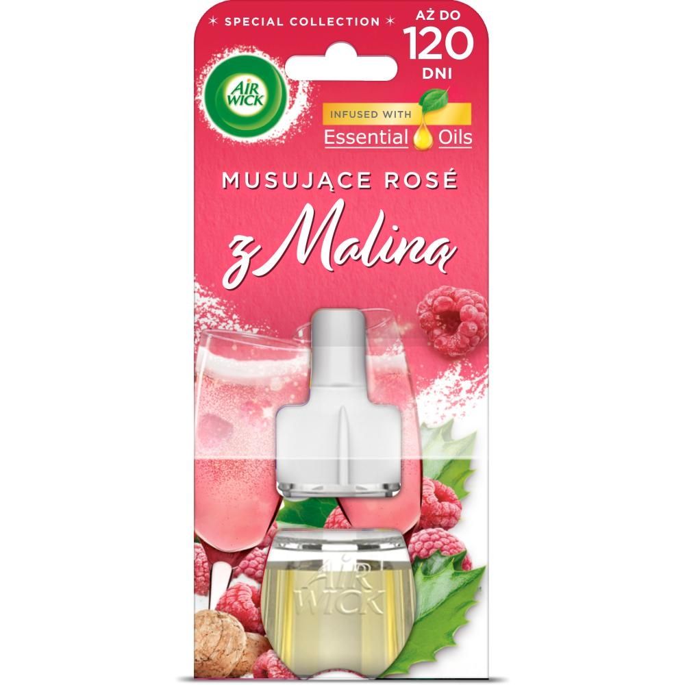 Air Wick  Essential Oils Elektryczny odświeżacz powietrza o zapachu musujące rosé z maliną 19 ml