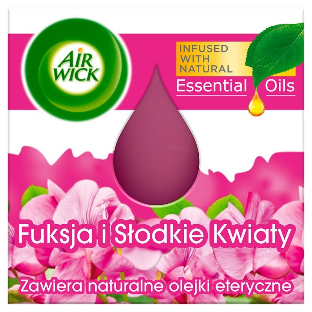 Air Wick Essential Oils Świeczka o zapachu fuksja i słodkie kwiaty 105 g