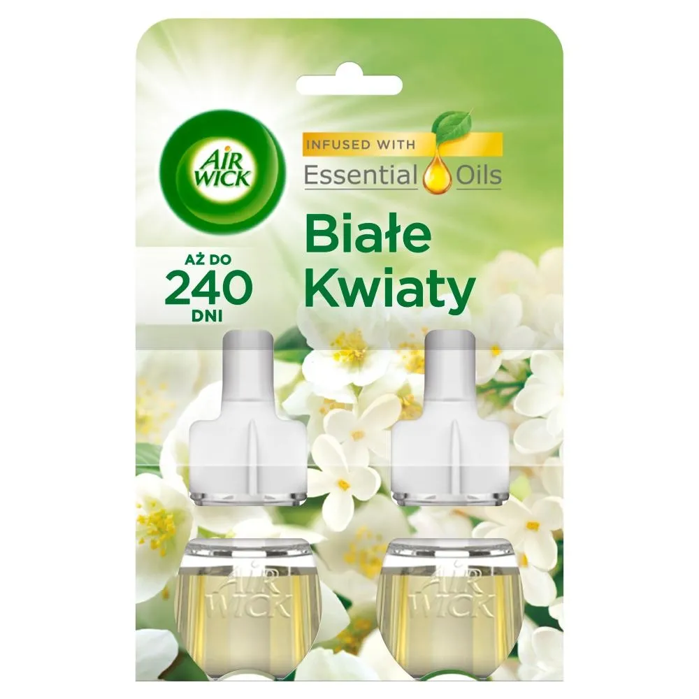 Air Wick Essential Oils Wkłady do elektrycznego odświeżacza białe kwiaty 2 x 19 ml