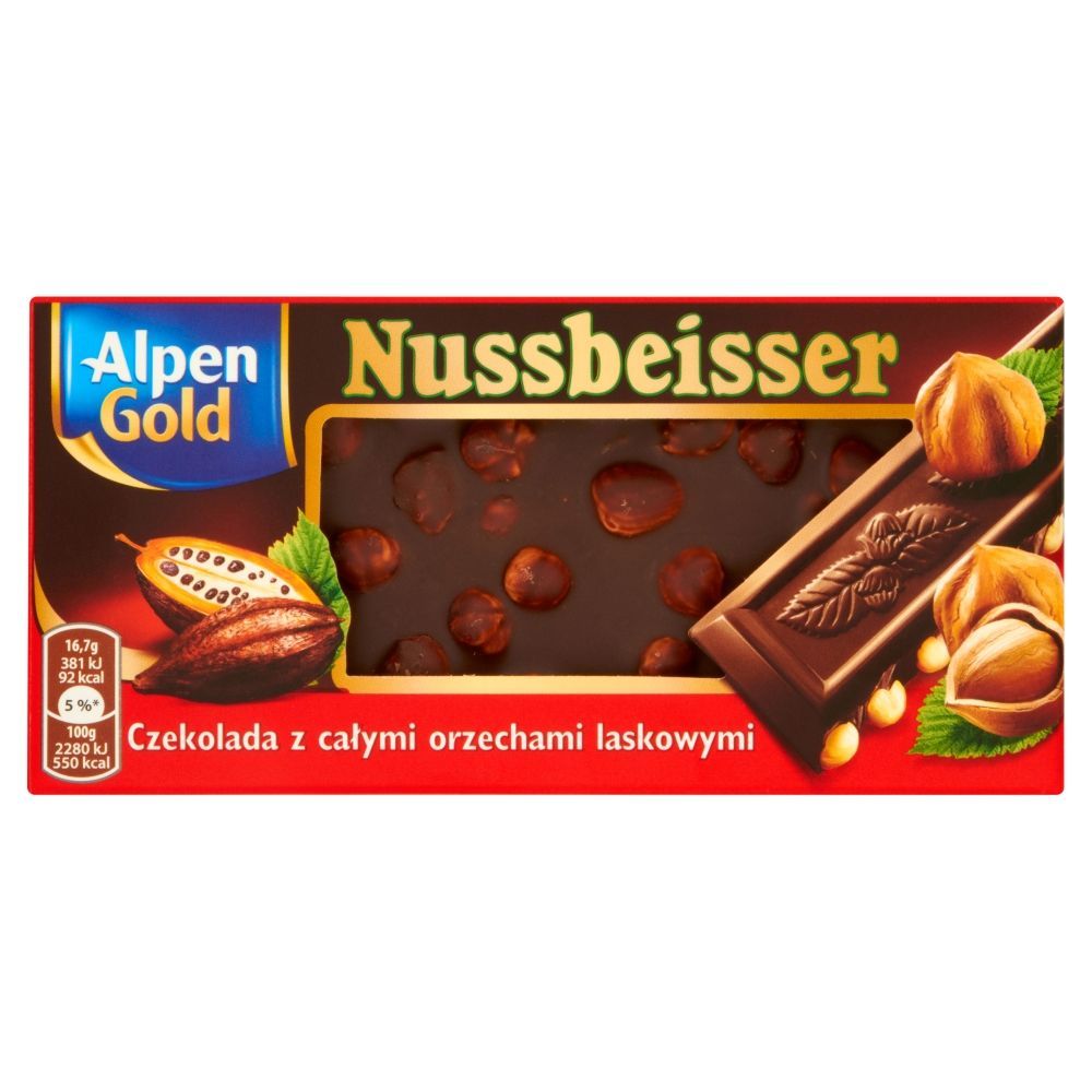 Alpen Gold Nussbeisser Czekolada gorzka z całymi orzechami 100 g