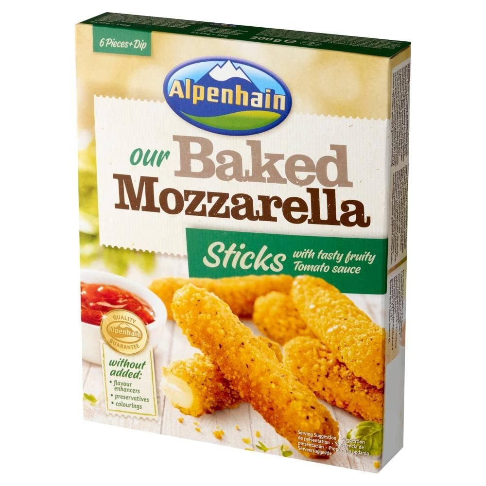 Alpenhain Sticks Ser mozzarella do zapiekania z sosem pomidorowym 200 g