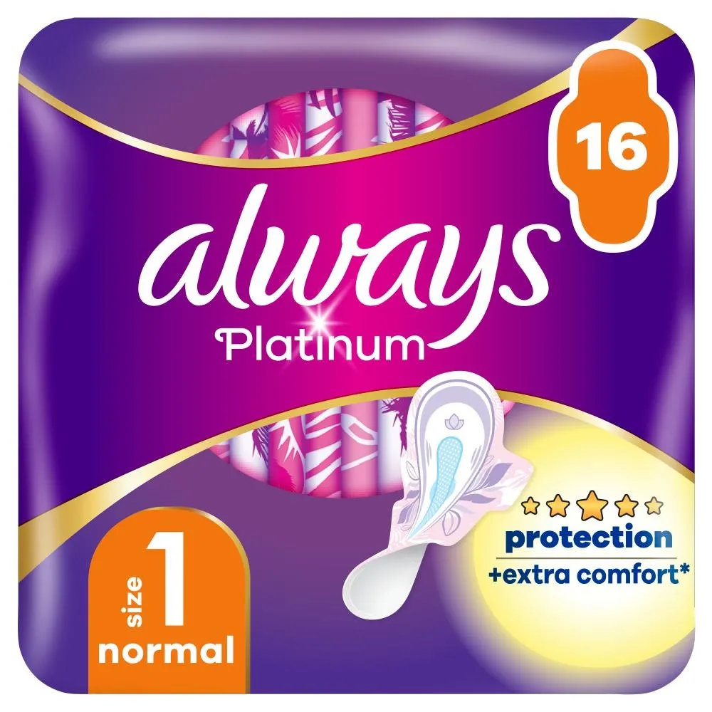 Always Platinum Podpaski ze skrzydełkami Normal, 16 sztuk