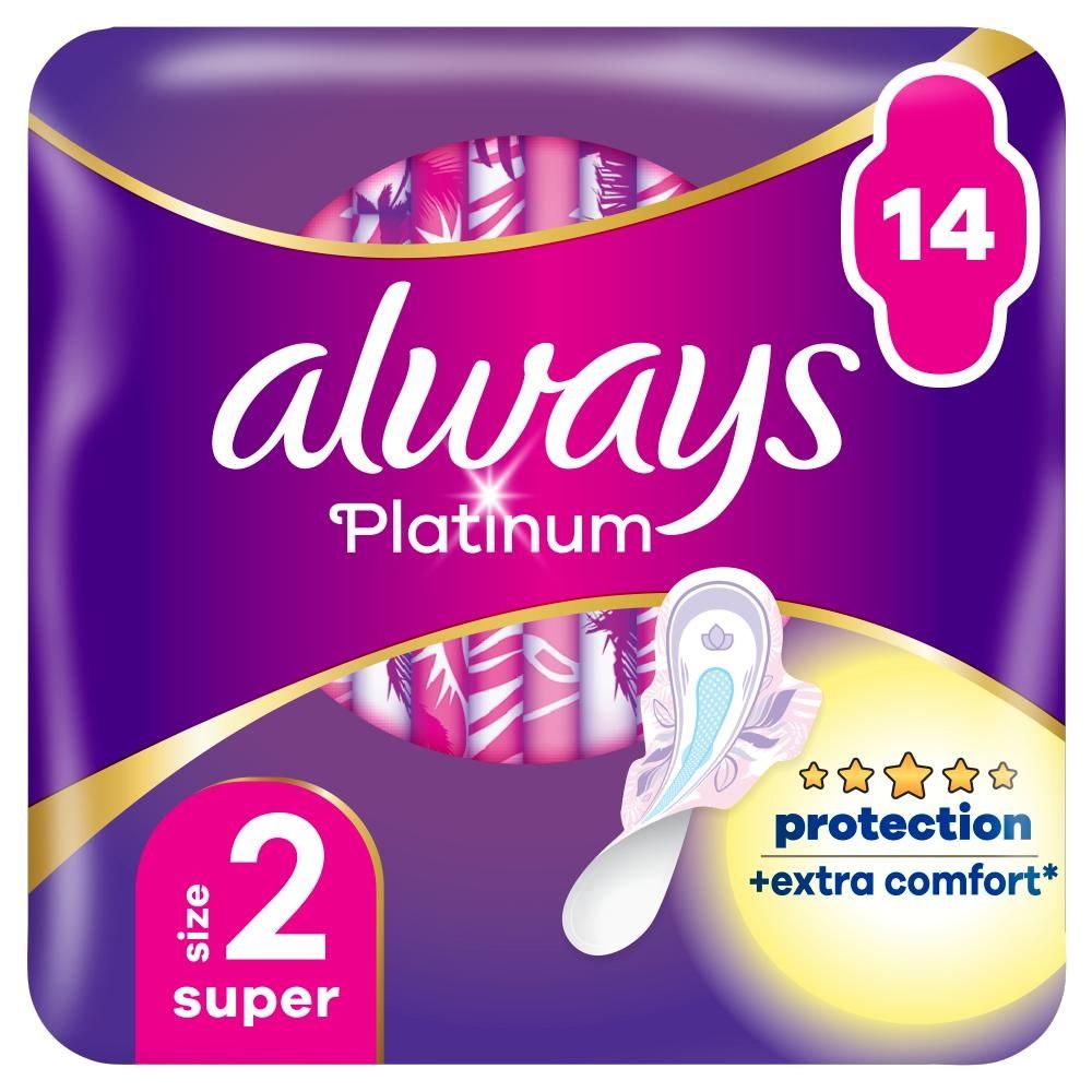 Always Platinum Podpaski ze skrzydełkami Super, 14 sztuk