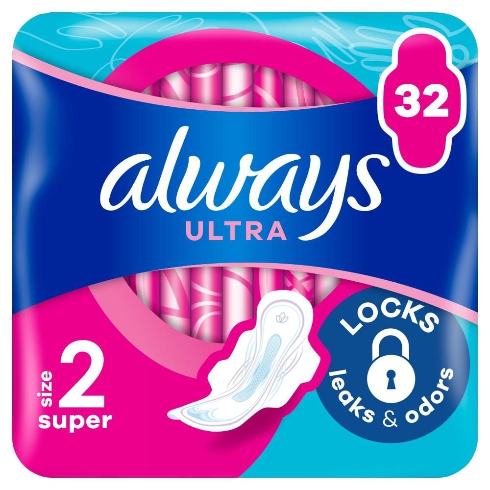 Always Ultra Day Long (Rozmiar 2) Podpaski Ze skrzydełkami 32 sztuk