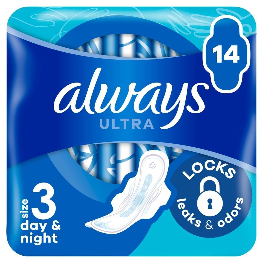 Always Ultra Day & Night (Rozmiar 3) Podpaski Ze skrzydełkami 14 sztuk