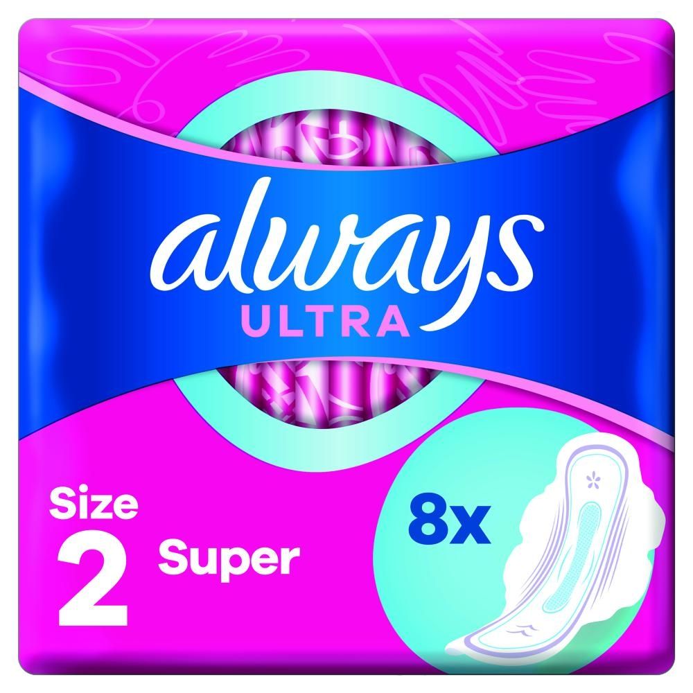 Always Ultra Super (R2) Ze Skrzydełkami Podpaski 8 Sztuk