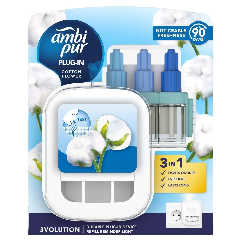 Ambi Pur 3Volution Elektryczny odświeżacz powietrza, zestaw startowy, Cotton 20 ml