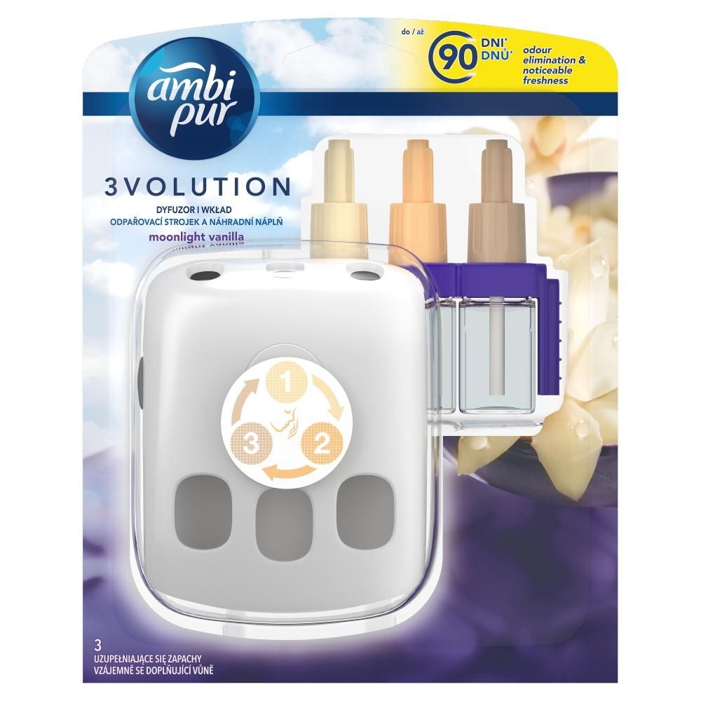 Ambi Pur 3Volution Elektryczny odświeżacz powietrza, zestaw startowy, Moonlight Vanilla 20 ml