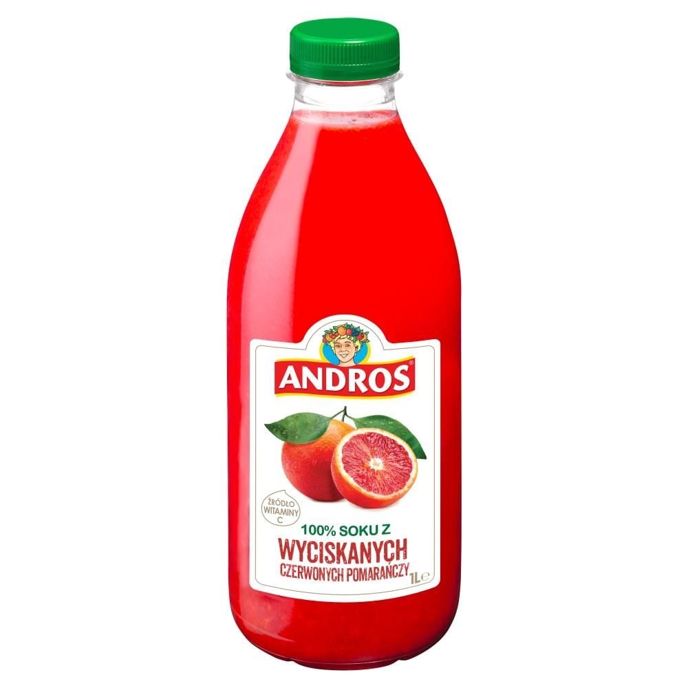 Andros 100 % soku z wyciskanych czerwonych pomarańczy 1 l