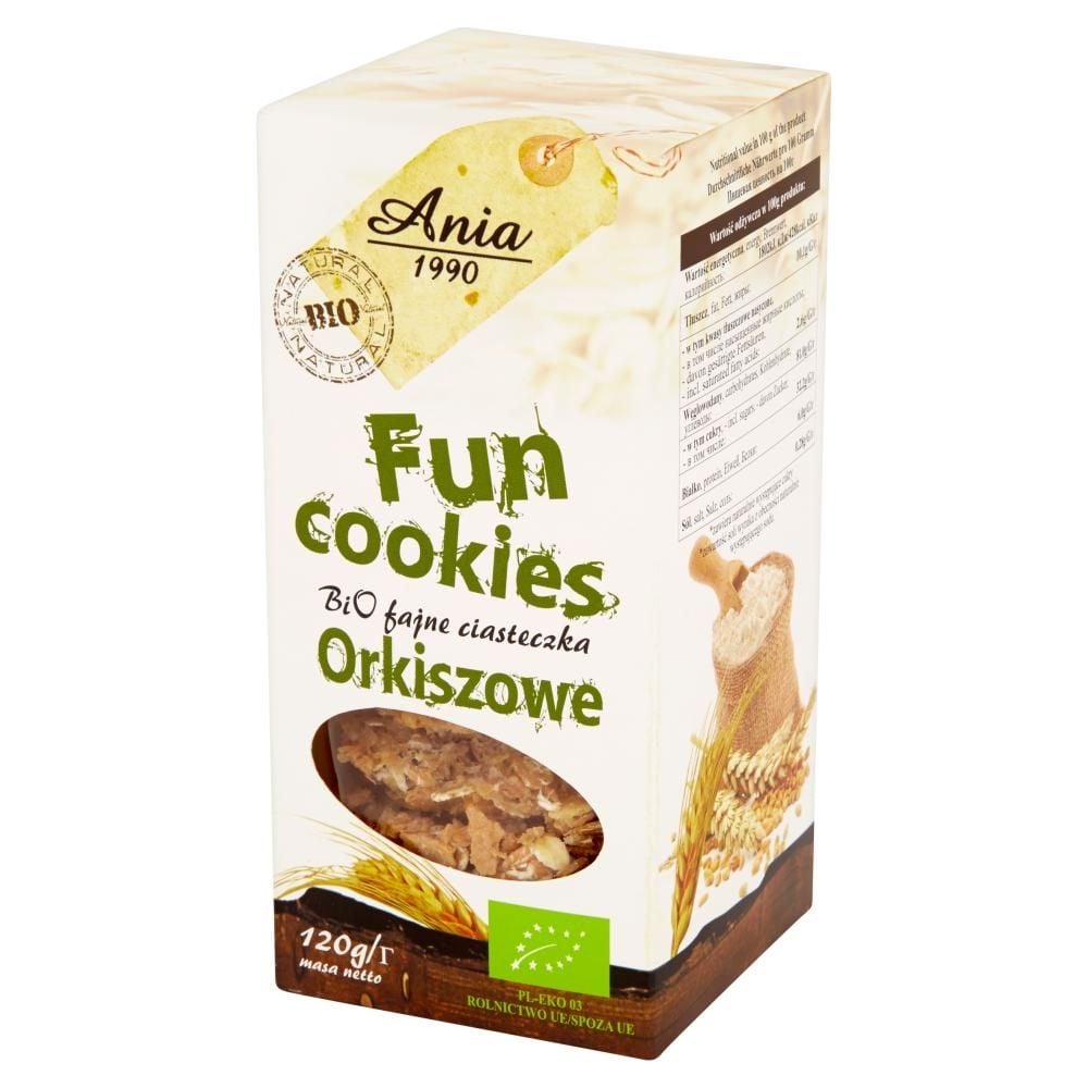 Ania Fun Cookies Bio fajne ciasteczka orkiszowe 120 g