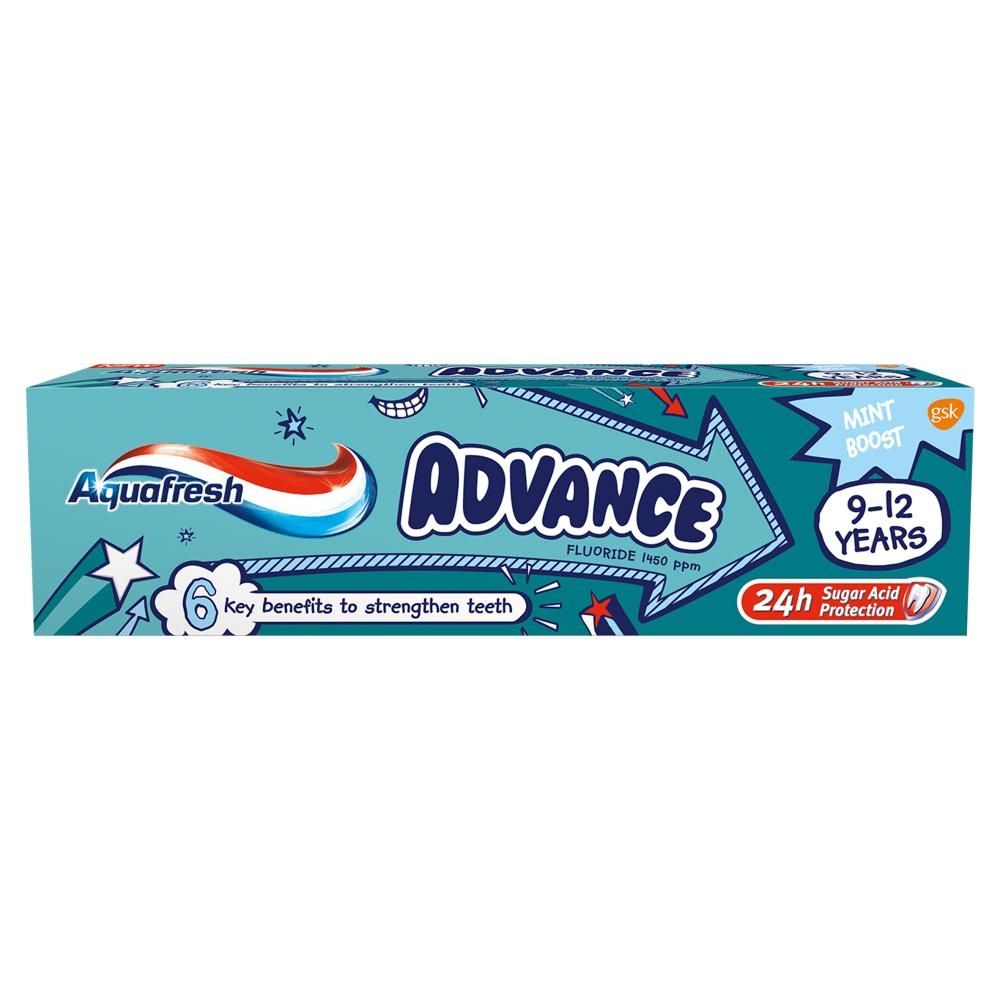 Aquafresh Advance Pasta do zębów z fluorkiem 9-12 lat 75 ml