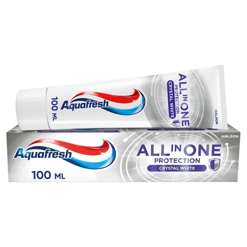 Aquafresh Crystal White All in One Protection Pasta do zębów z fluorkiem 100 ml