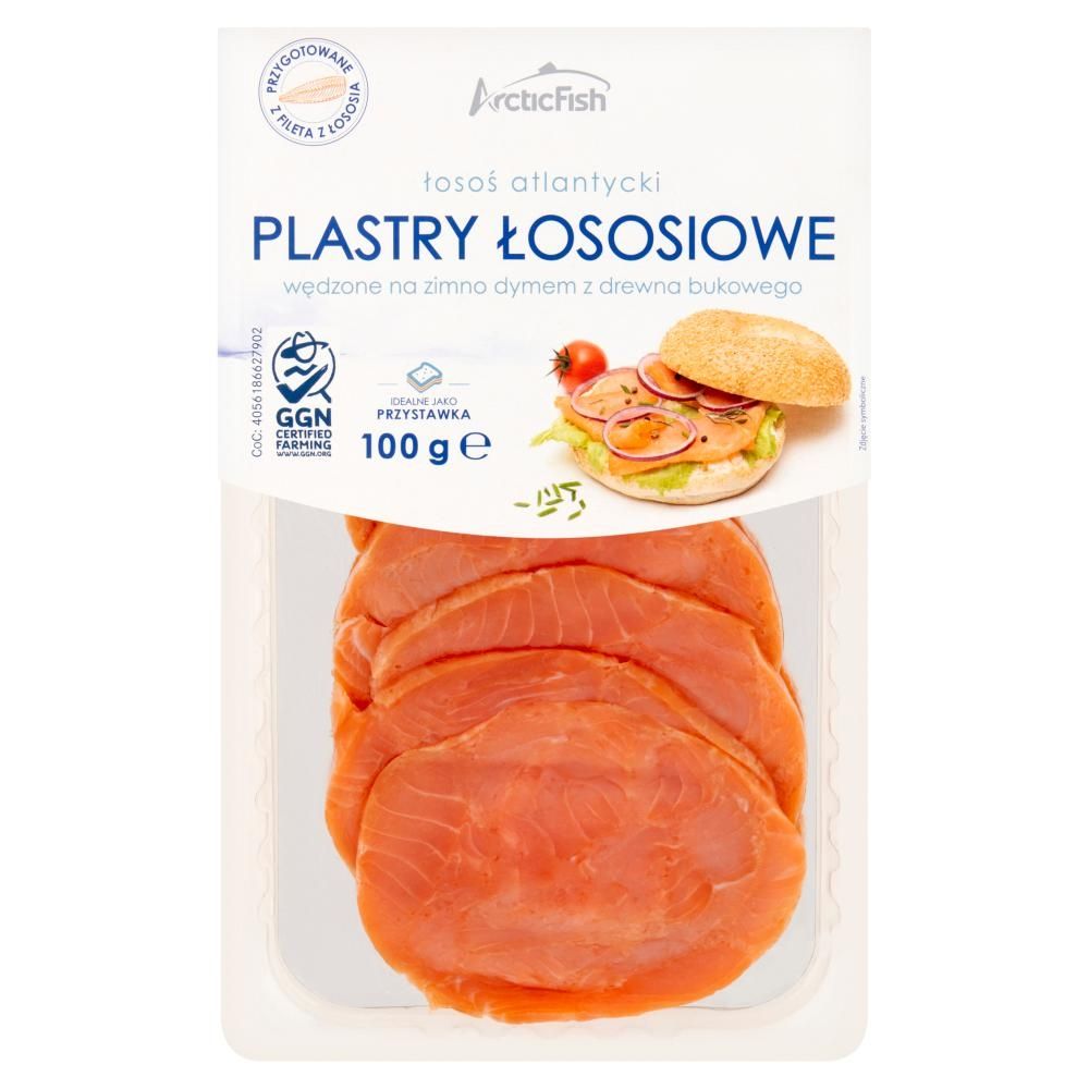 ArcticFish Łosoś atlantycki plastry łososiowe wędzone na zimno dymem z drewna bukowego 100 g