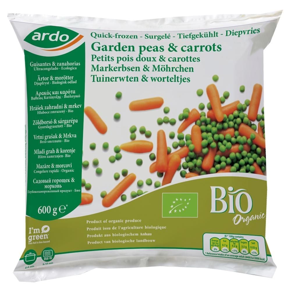 Ardo Bio Groszek zielony z marchewką 600 g