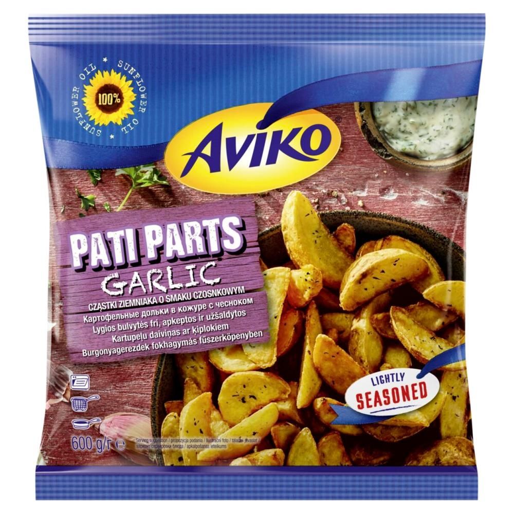 Aviko Pati Parts Cząstki ziemniaka o smaku czosnkowym 600 g