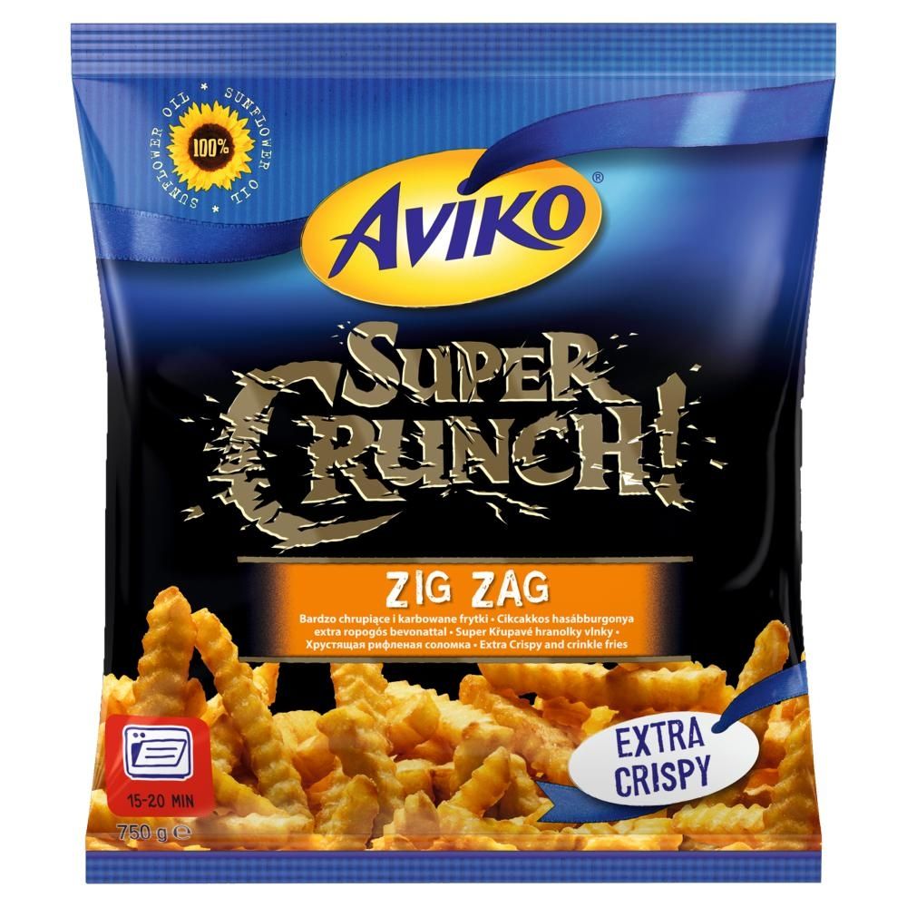 Aviko Super Crunch Zig Zag Bardzo chrupiące i karbowane frytki 750 g