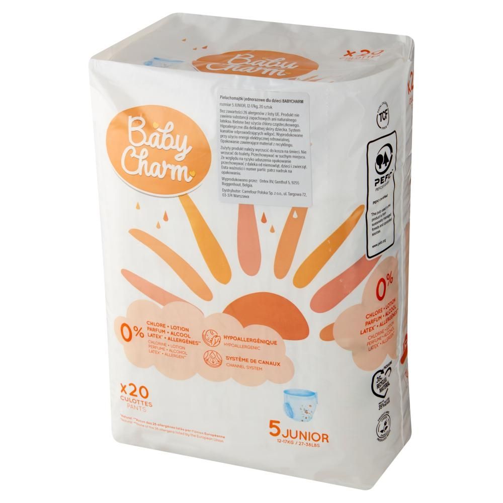 Baby Charm Pieluchomajtki jednorazowe dla dzieci rozmiar 5 Junior 12-17 kg 20 sztuk