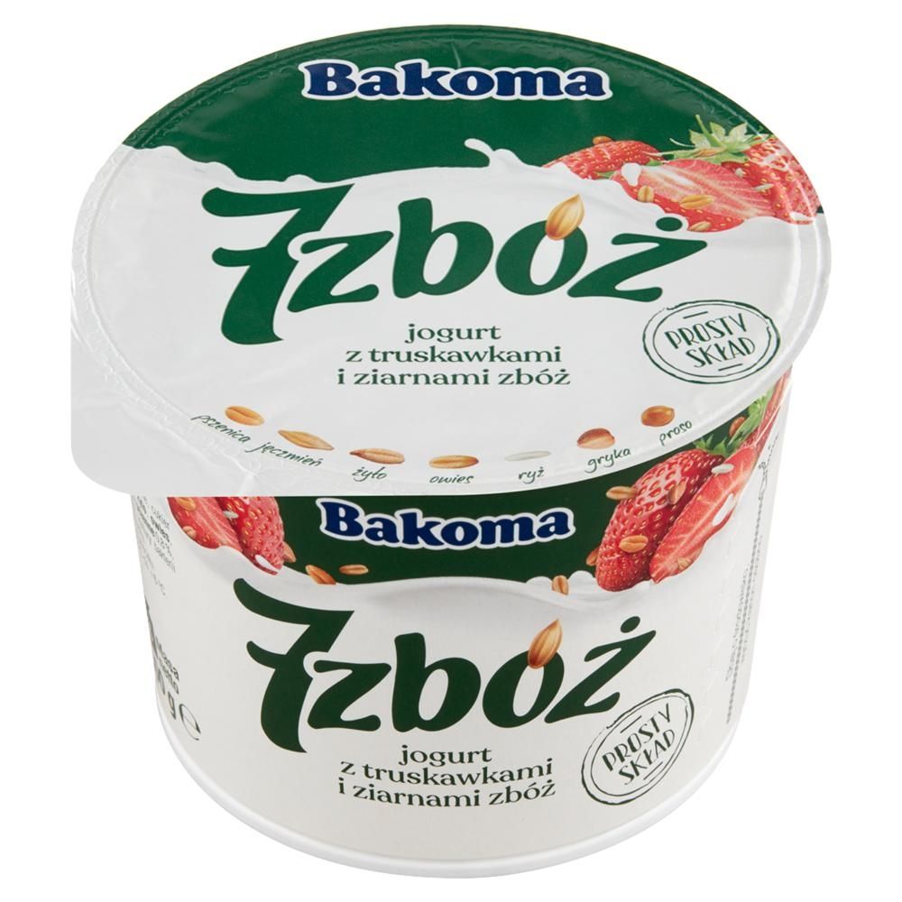 Bakoma 7 zbóż Jogurt z truskawkami i ziarnami zbóż 300 g