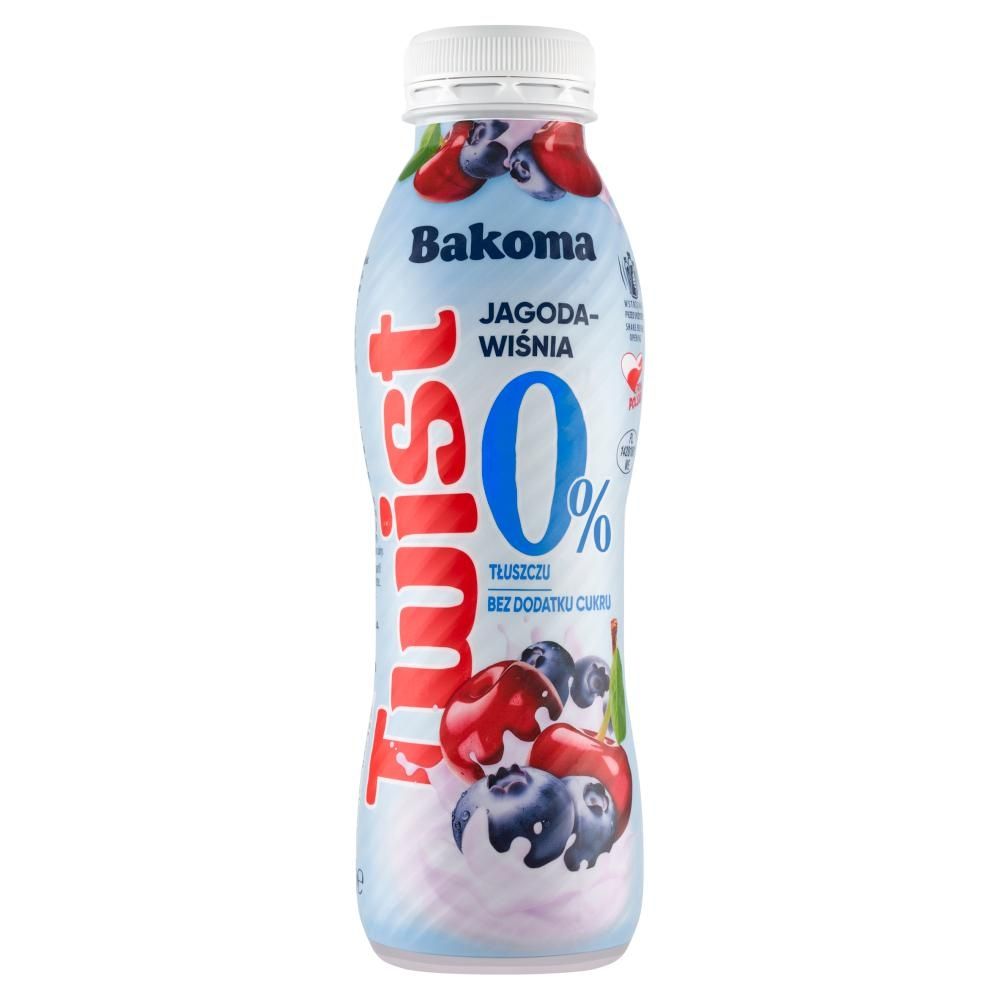 Bakoma Twist Jogurt do picia jagoda-wiśnia 370 g