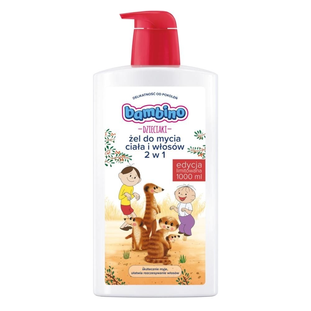Zdjęcia - Środki higieniczne Bambino Dzieciaki Żel do mycia ciała i włosów 2w1 Surykatki 1000 ml 