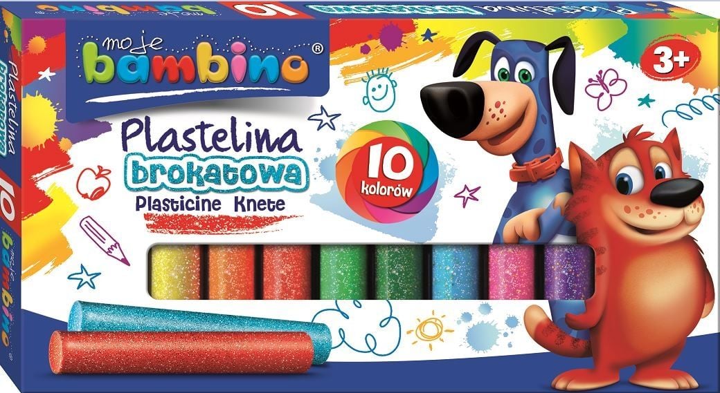 Bambino Plastelina 10 kolorów brokatowa