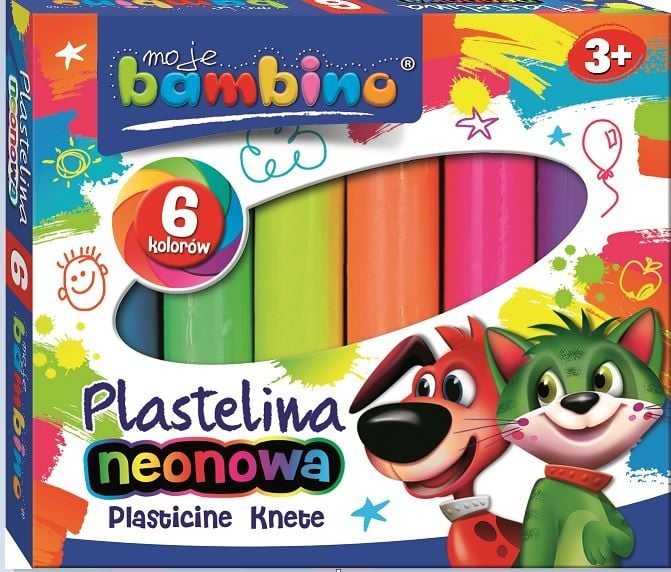 Bambino Plastelina 6 kolorów neonowa