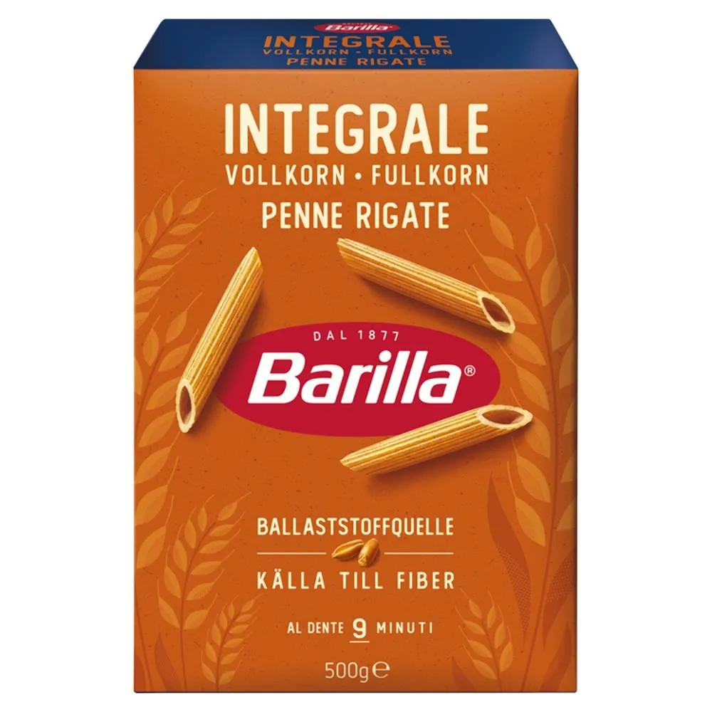 Barilla Penne Rigate makaron pełnoziarnisty z pszenicy durum 500 g