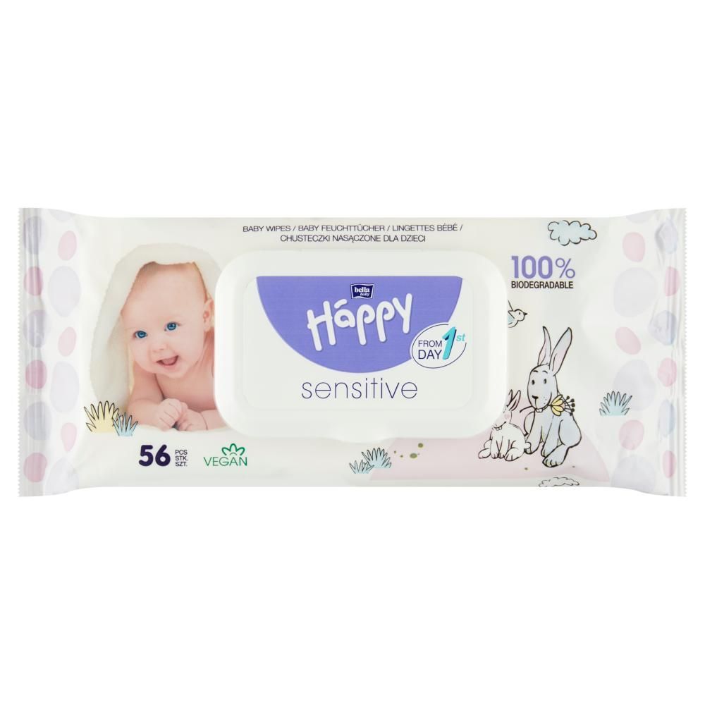 Bella Baby Happy Sensitive Chusteczki nasączone dla dzieci 56 sztuk