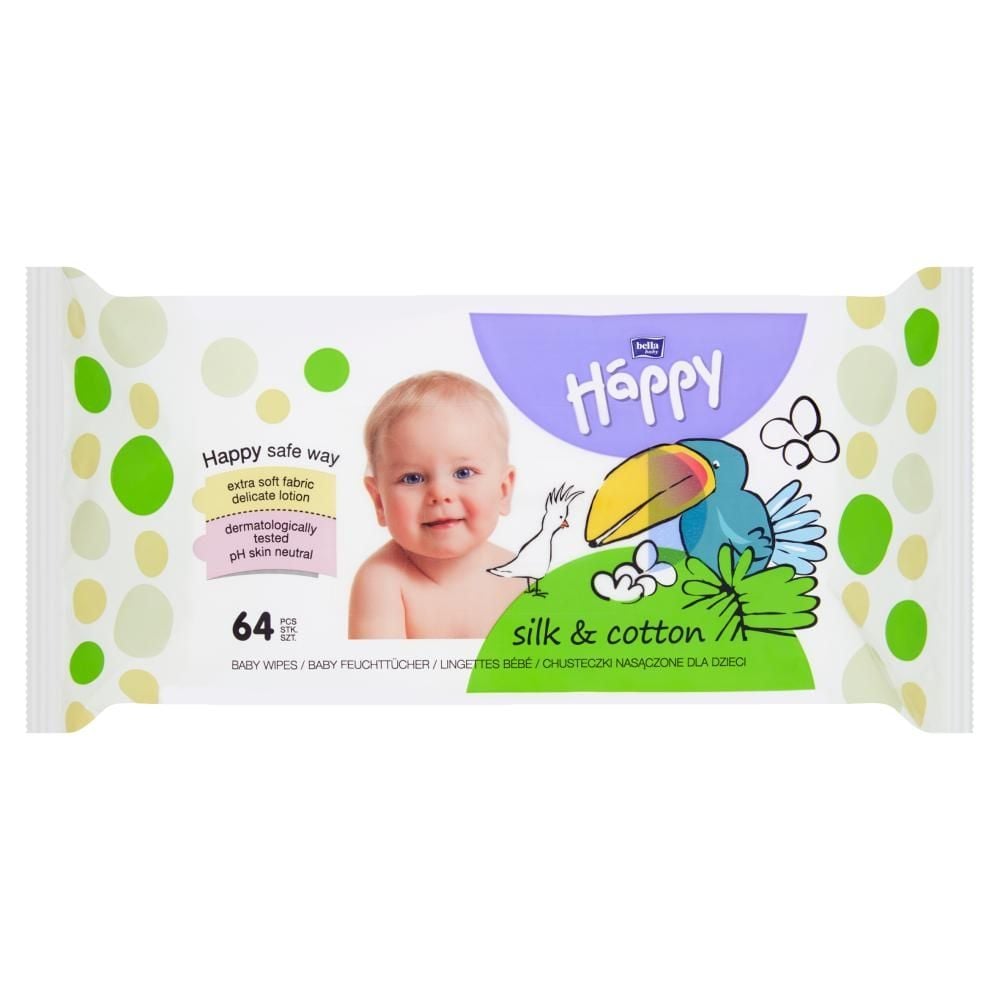 Bella Baby Happy Silk & Cotton Chusteczki nasączone dla dzieci 64 sztuki