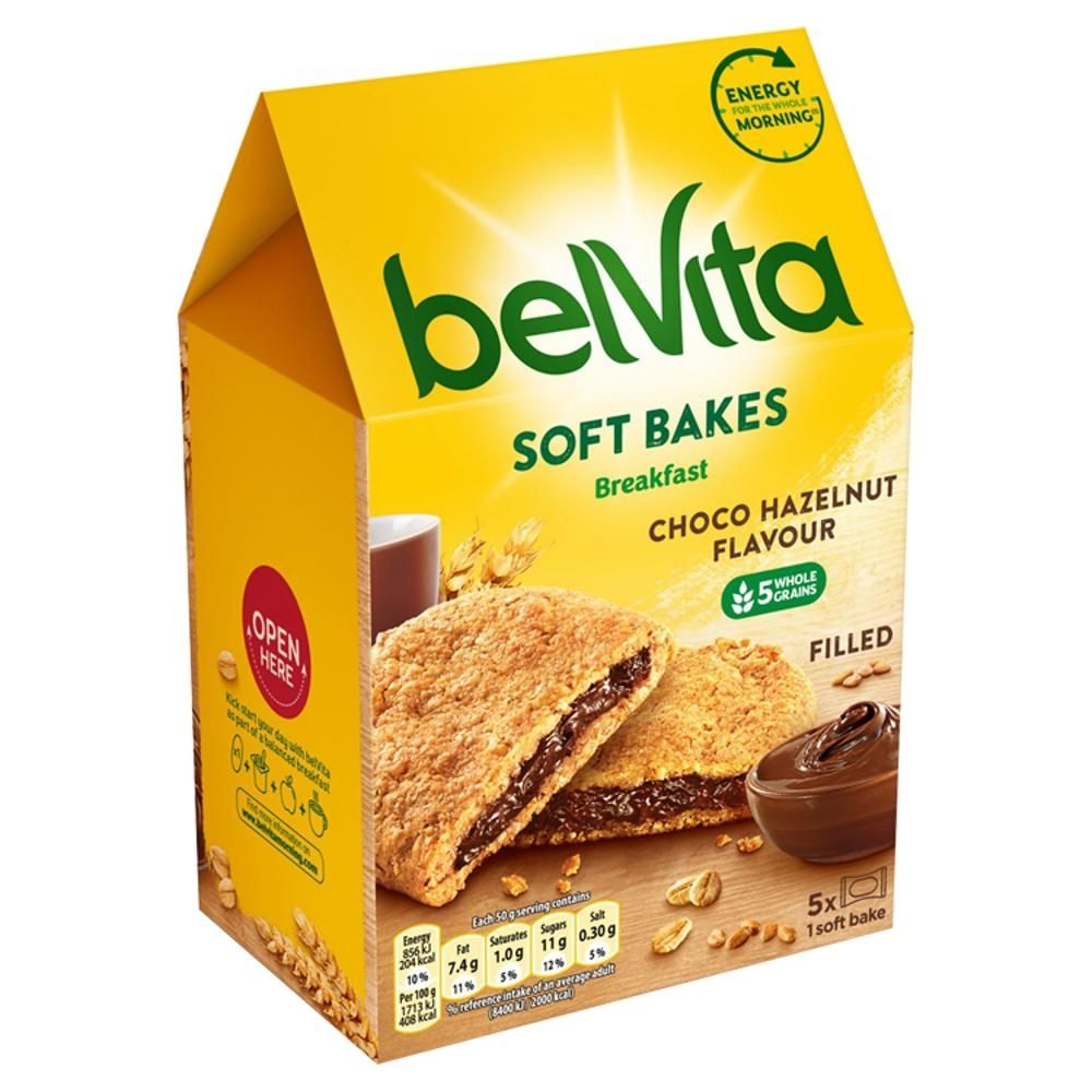 belVita Breakfast Ciastka zbożowe z nadzieniem o smaku czekoladowo-orzechowym 250 g